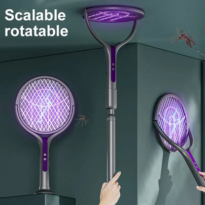 2-In-1 Mosquito Killer Multi Functional Electric Fly Mosquito Swatter Retractable Mosquito Swatter USB Rechargeable Bat Swatter